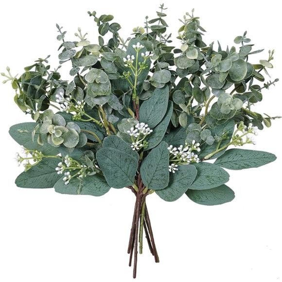 Mixed Eucalyptus Leaves Stems Bulk Artificial Eucalyptus Leaves Sprays Faux - Picture 1 of 6